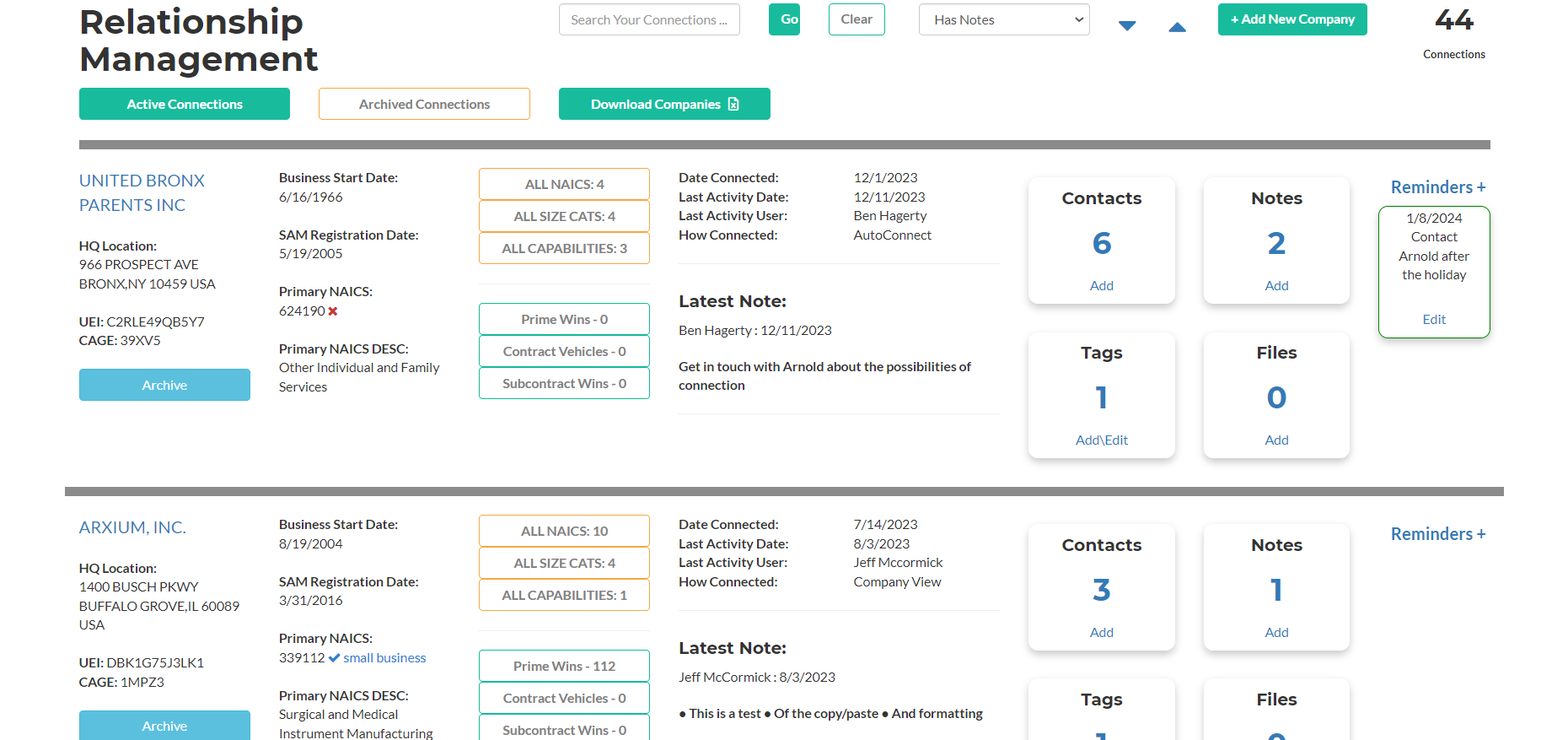 TeamingPro CRM Dashboard