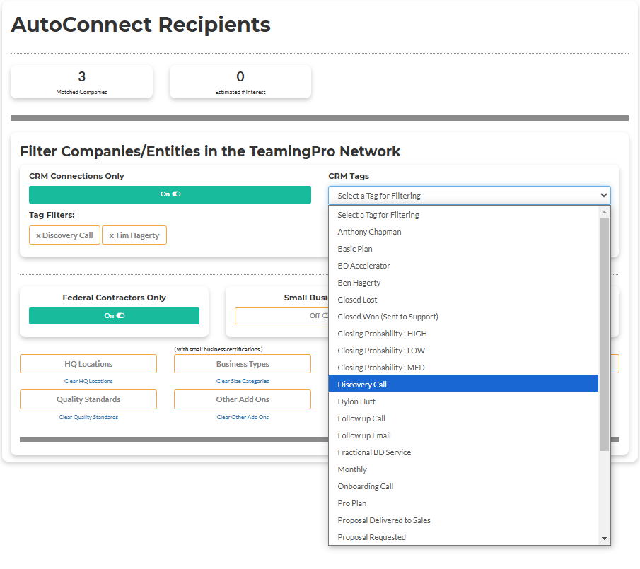 TeamingPro CRM Dashboard