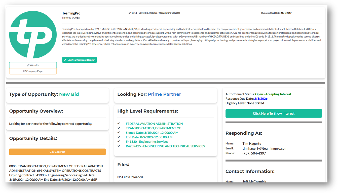 Optimized Company Profile View