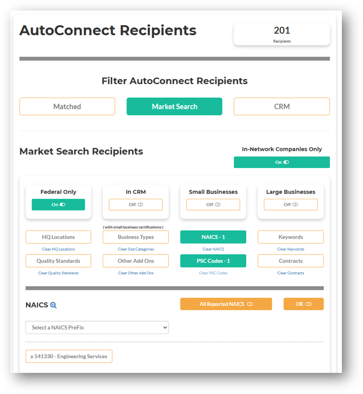 AutoConnect Market Filtering