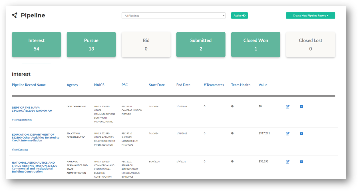 TeamingPro Pipeline Dashboard